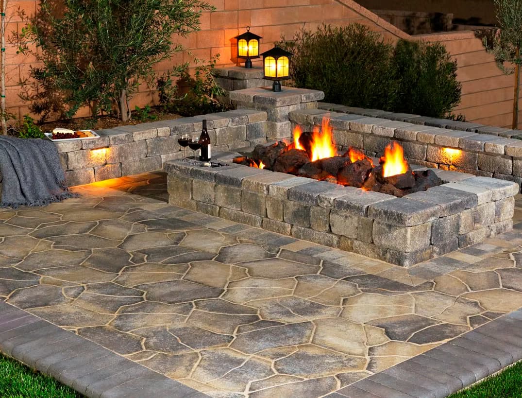 Patio and hardscaping project with seating area