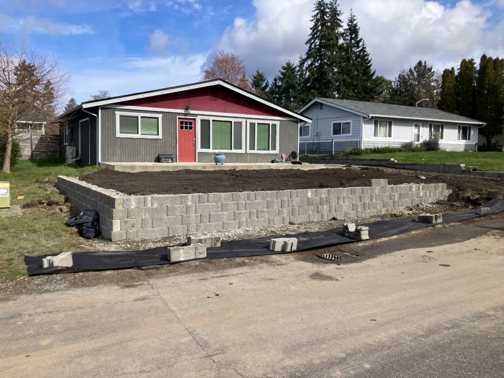 Residential yard after grade rework and site improvement